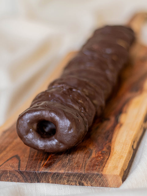 Rosquillas de hojaldre con chocolate negro