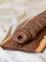 Rosquillas de hojaldre con chocolate con leche